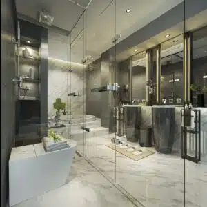 Mirror and Glass installation in Bathroom at AL QUOZ DUBAI