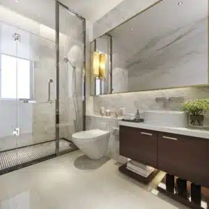 Mirror and Glass installation and lightings in Bathroom at AL QUOZ DUBAI