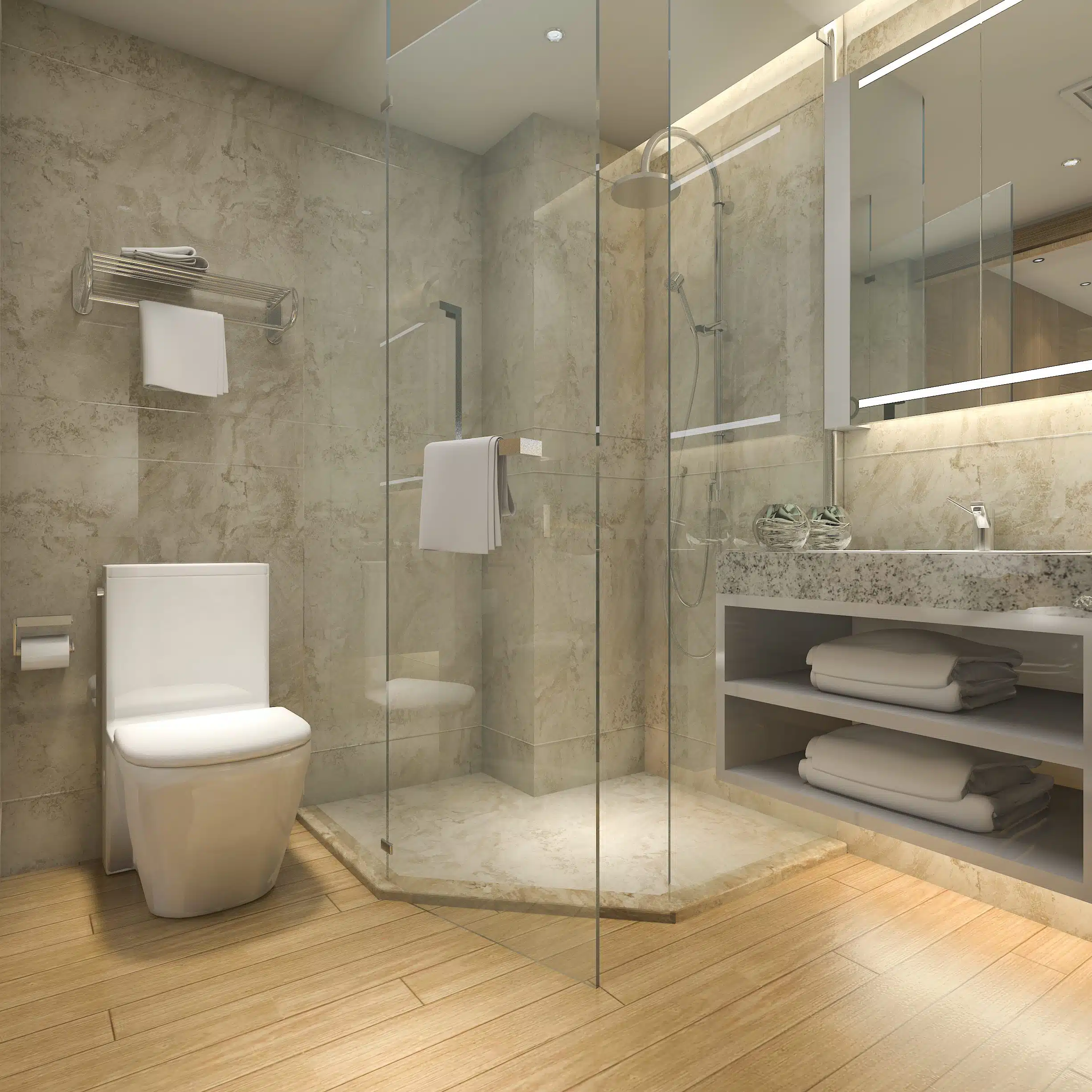 Mirror and Glass installation in Bathroom at AL QUOZ DUBAI