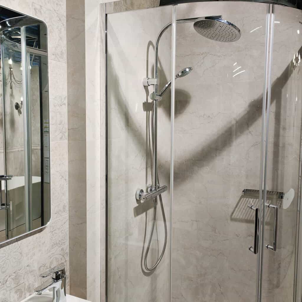 Shower Glass and Mirror installation in Bathroom at AL QUOZ DUBAI