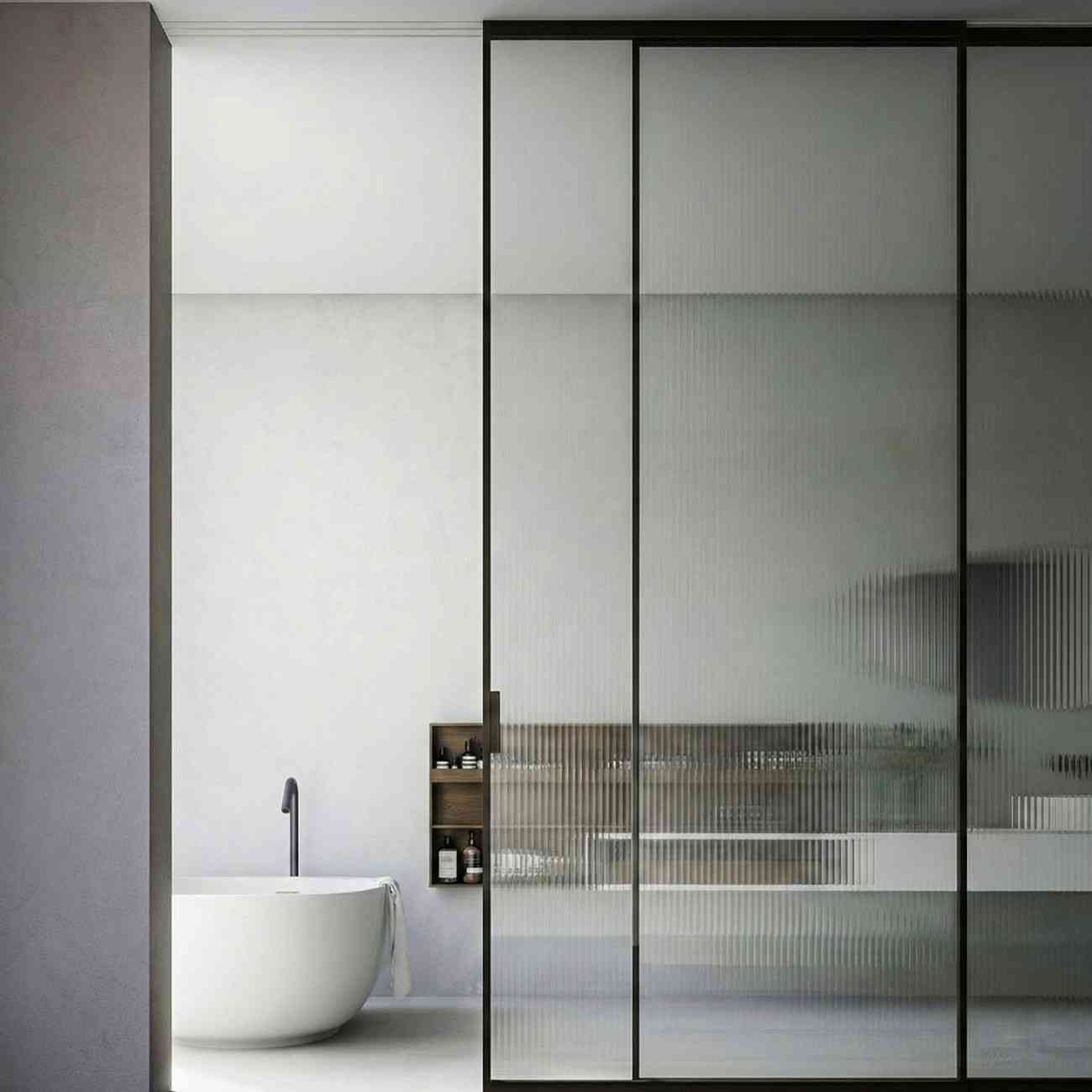 Fluted Glass Shower Partition installation at AL QUOZ DUBAI by Ahmad Glass Works