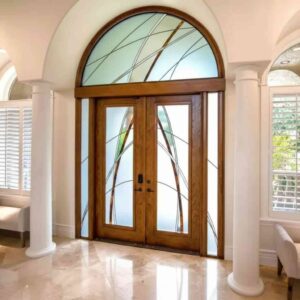 Elegant Double glass door with stainless steel handle in at Al Quoz Dubai home