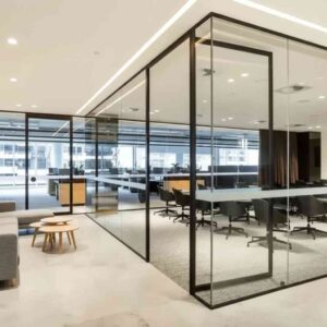 Office glass door separating conference room in Al Quoz