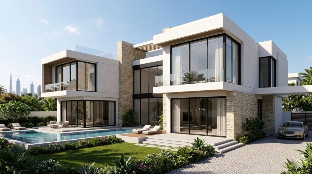 Aluminium and glass works Dubai modern villa design