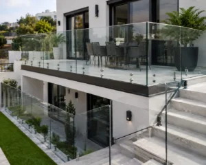Fixed glass railing and fencing balustrade in modern homes Dubai