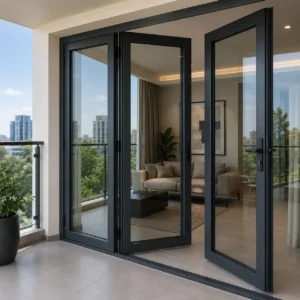 Hinged aluminium balcony doors installation in Dubai