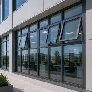 Commercial aluminium window installation in Dubai