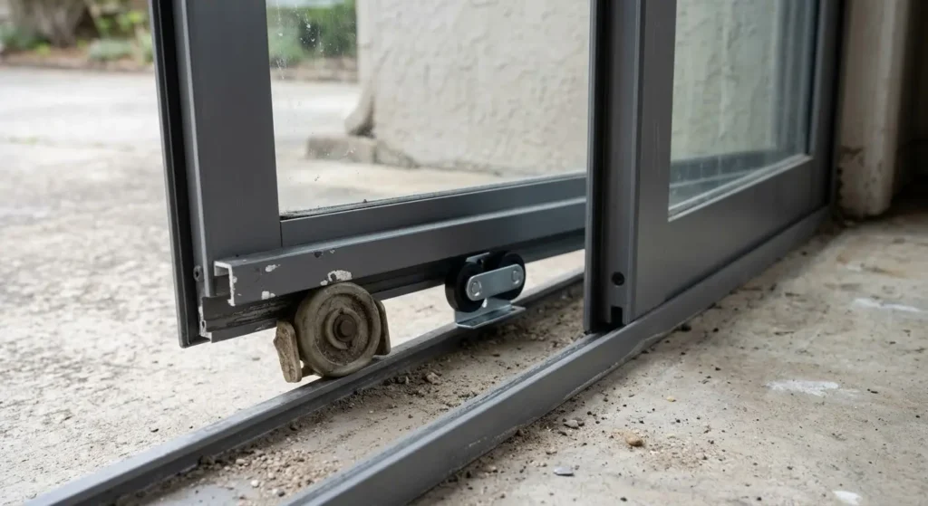 Sliding window sash that has come off its track and needs realigning