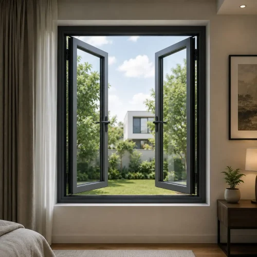 Modern aluminium casement windows installed in Dubai home