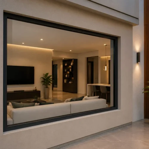 Custom fixed aluminium windows installed for modern property in Dubai