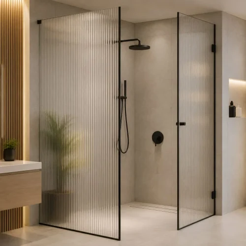 Fluted Shower Glass Partition Dubai with Privacy Design