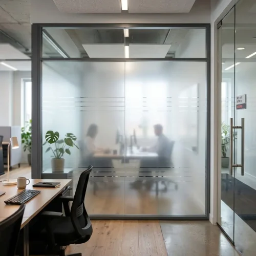Frosted Office Partition Dubai with Privacy Glass Design