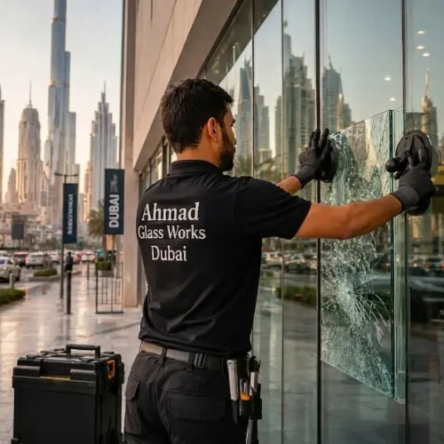 Commercial shopfront glass replacement service Dubai