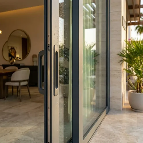 Custom sliding aluminium doors installation for villa in Dubai